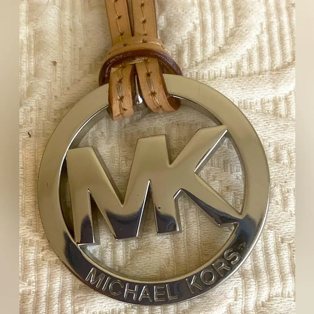 Michael Kors Tan & Silver Colors Logo Purse Bag Charm